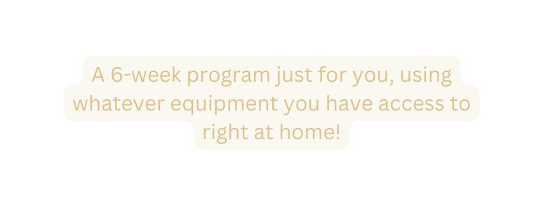 A 6 week program just for you using whatever equipment you have access to right at home